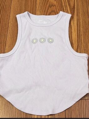aerie Lavender Ribbed Tank with Daisy Graphic